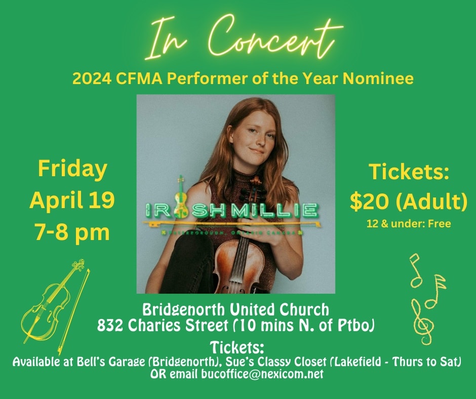 Irish Millie Concert April 19, 7pm